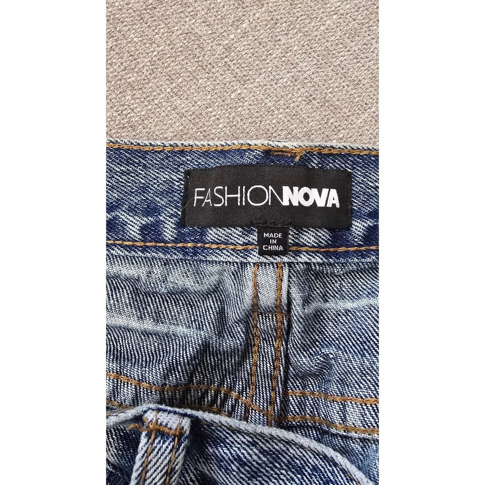 Fashion Nova Womens Blue Acid Wash Wide Leg High Rise Button Fly Jeans Size 16 - Picture 4 of 7